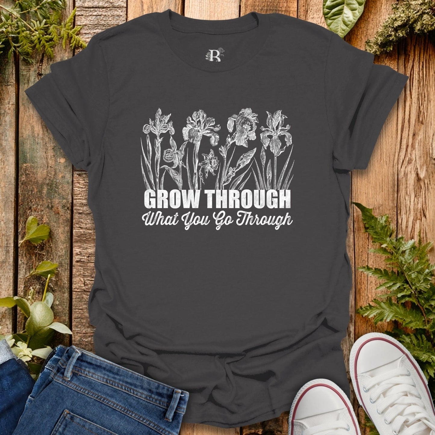 Gray “grow through what you go through” tee