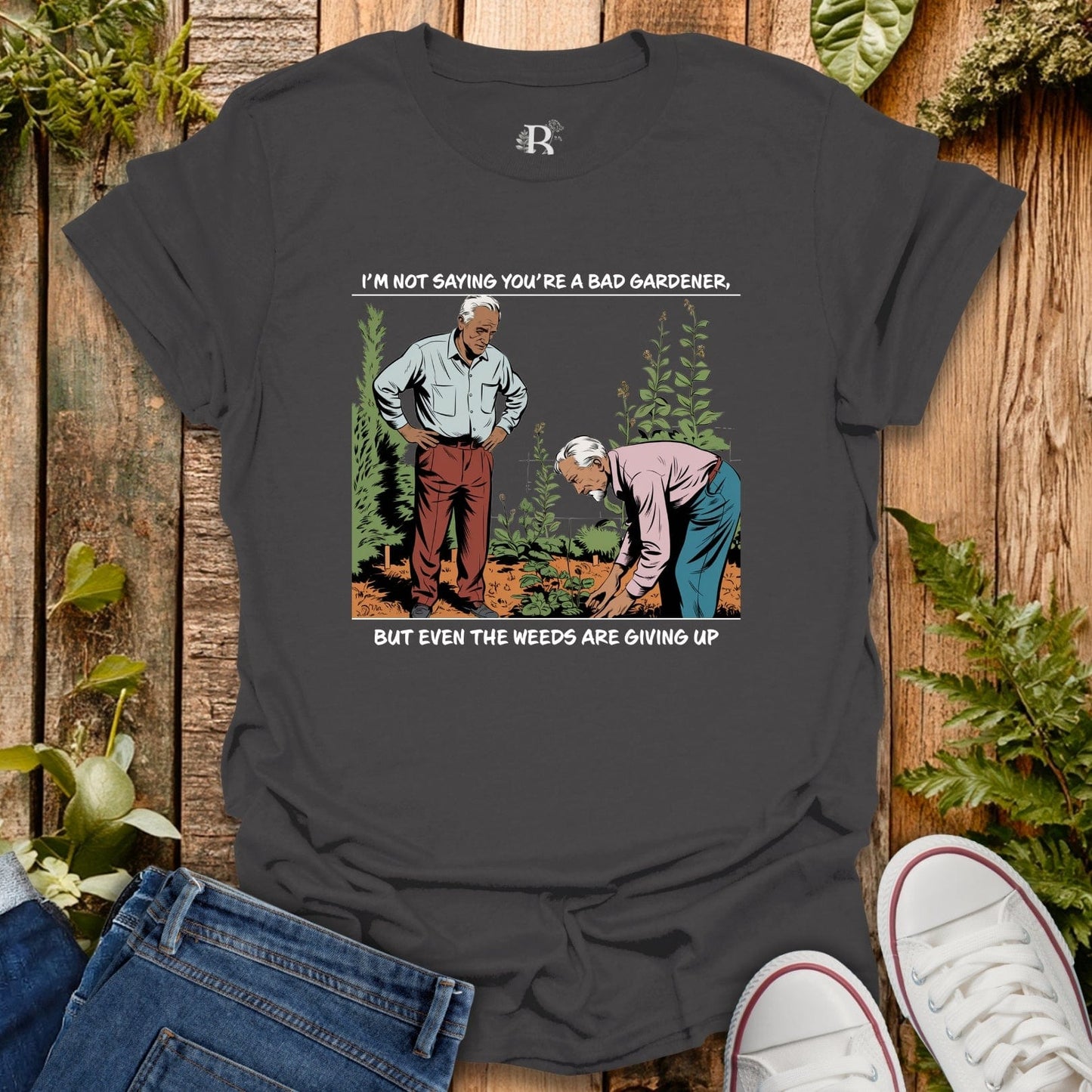 Gray gardener comic t-shirt 